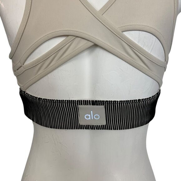 Alo Yoga Electric Sports Bra S Bone Cutout Back Athletic - Picture 10 of 12